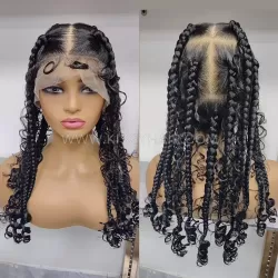 Boho Goddess Box Braided Wig With Curly Ends Full Lace 24 Inches