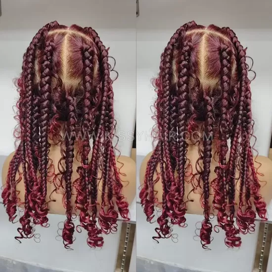 Perruque Tressée Déesse Boho avec Nattes Box Braids Bouclées Full Lace 24 Inches