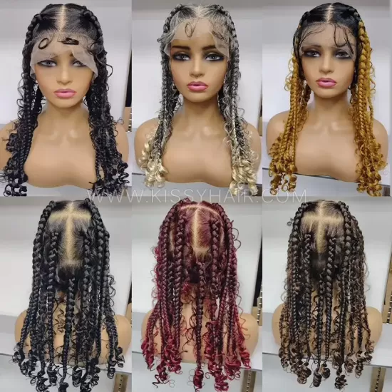 Perruque Tressée Déesse Boho avec Nattes Box Braids Bouclées Full Lace 24 Inches