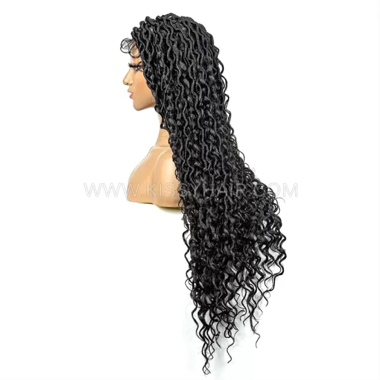 Boho Goddess Gypsy Locs Braided Wig With Curly Ends Full Lace 36 Inches