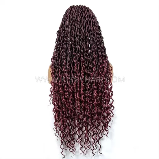 Boho Goddess Gypsy Locs Braided Wig With Curly Ends Full Lace 36 Inches