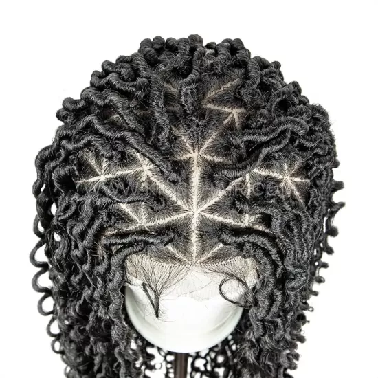 Boho Goddess Gypsy Locs Braided Wig With Curly Ends Full Lace 36 Inches