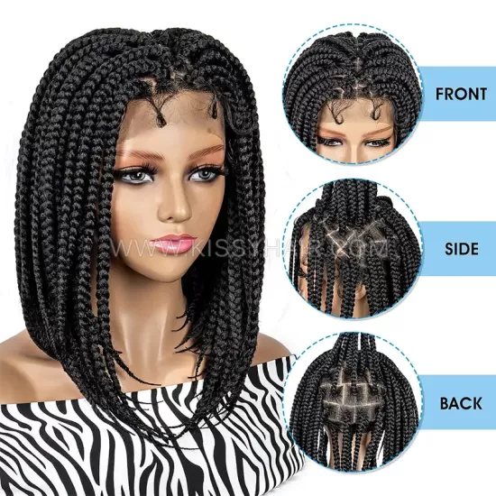 Perruque Bob Tressée avec Nattes Box Braids Full Lace