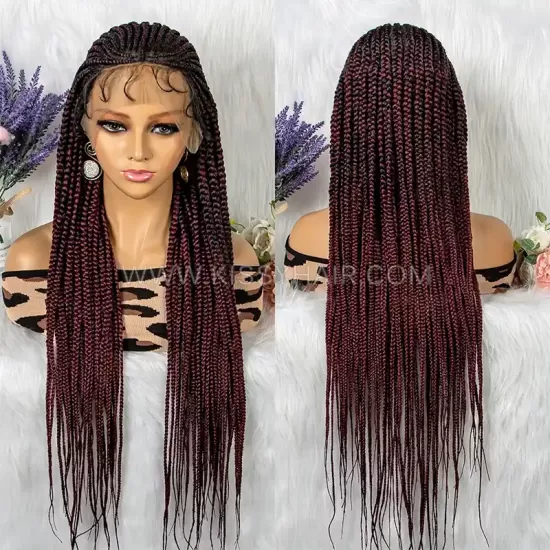 Cornrow Box Braids Braided Wig 13x7 Lace 32 Inches