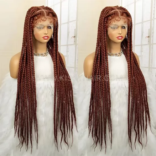 Perruque Tressée avec Micro Nattes Box Braids et Raie Croisée Full Lace 36 Inches