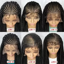 Fulani Cornrow Box Braids Braided Wig 13x7 Lace 32 Inches