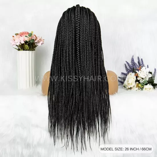 Fulani Cornrow Box Braids Braided Wig With Rings 13x5 Lace 26 Inches