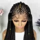 Fulani Cornrow Box Braids Braided Wig With Rings 13x5 Lace 26 Inches