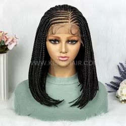 Fulani Cornrow Micro Box Braids Braided Bob Wig 13x4 Lace