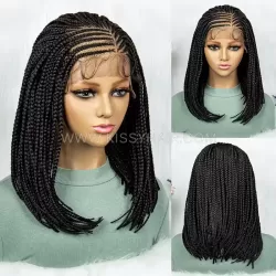 Fulani Cornrow Micro Box Braids Braided Bob Wig 13x4 Lace