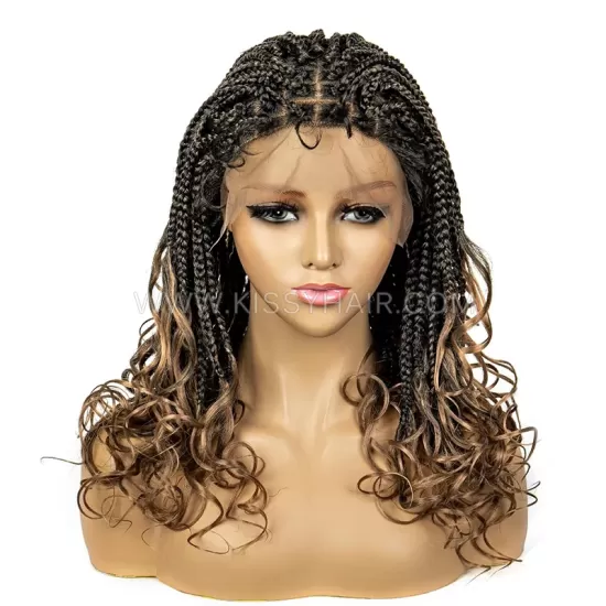 Peruca Trançada com Box Braids Deusa com Pontas Soltas Laço Frontal 9x6