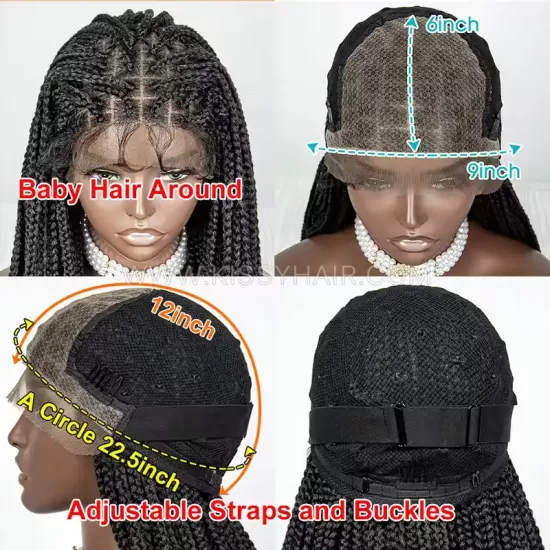 Goddess Box Braided Wig With  Loose Ends 9x6 Lace 36 Inches