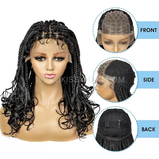 Peruca Trançada com Box Braids Deusa com Pontas Soltas Laço Frontal 9x6