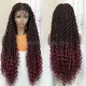 Peruca Trançada com Gypsy Locs Deusa com Pontas Onduladas Laço Frontal 9x6 36 Polegadas