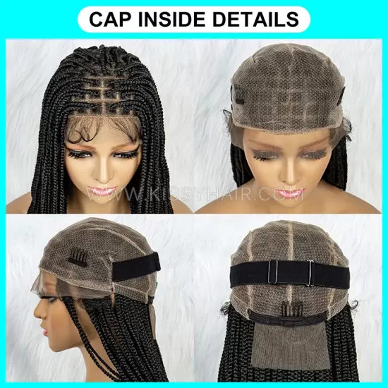 Perruque Tressée avec Micro Nattes Box Braids et Raie Quadrillée Full Lace 24 Inches