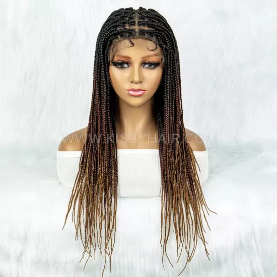 Perruque Tressée avec Micro Nattes Box Braids et Raie Quadrillée Full Lace 24 Inches