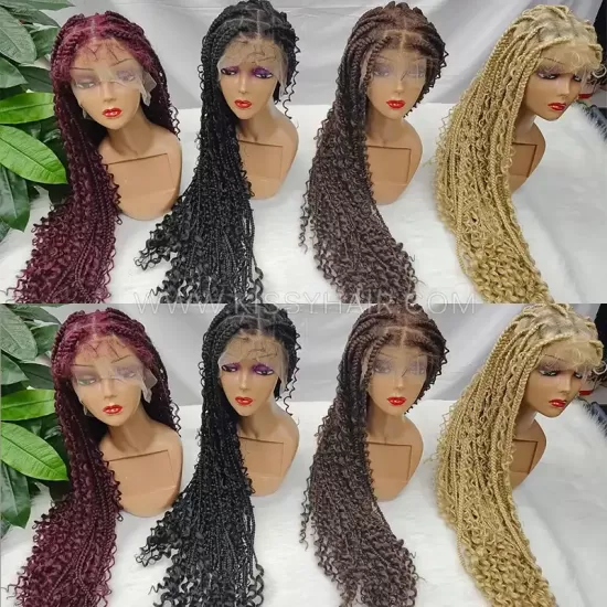 Knotless Boho Box Braids Braided Wig Full Lace 36 Inches