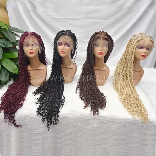 Knotless Boho Box Braids Braided Wig Full Lace 36 Inches