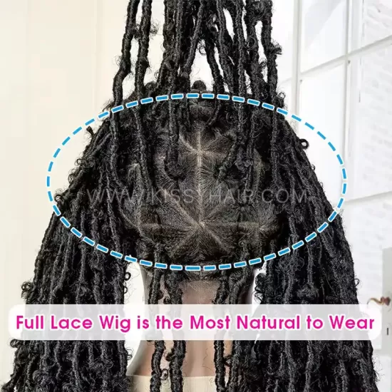 Knotless Butterfly Locs Braided Wig Full Lace 24 Inches