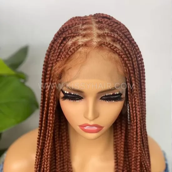 Perruque Tressée avec Micro Nattes Box Braids et Raie Parallèle Full Lace 36 Inches