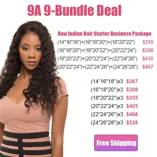 9-Bundle Raw Indian Hair Starter Business Package