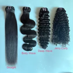 Échantillons de 4 mèches de cheveux indiens naturels, qualité 9A , de différentes textures