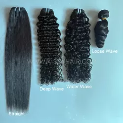 Échantillons de 4 mèches de cheveux laotiens naturels, qualité 10A, de différentes textures