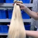 #613 Tissage en lot de cheveux humains bruts blonds raides