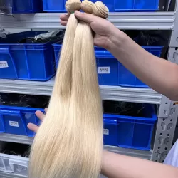 11A #613 Blonde Raw Human Hair Weaves Bundles Straight