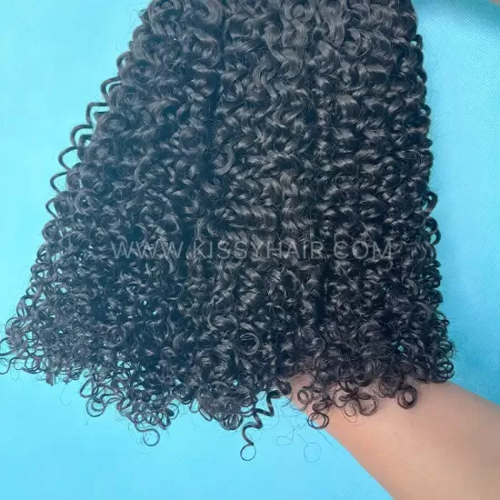 Fios de Cabelo Indiano Cru Cacheado Estilo Jerry Curl em Pacotes