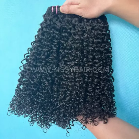 Fios de Cabelo Indiano Cru Cacheado Estilo Jerry Curl em Pacotes