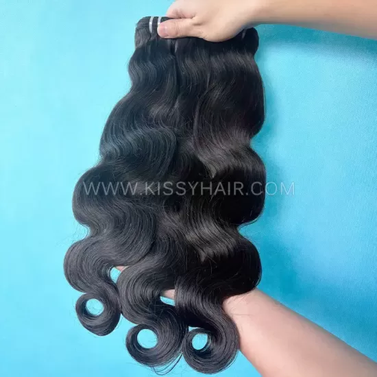 Extensions de cheveux laotiens bruts ondulés naturels