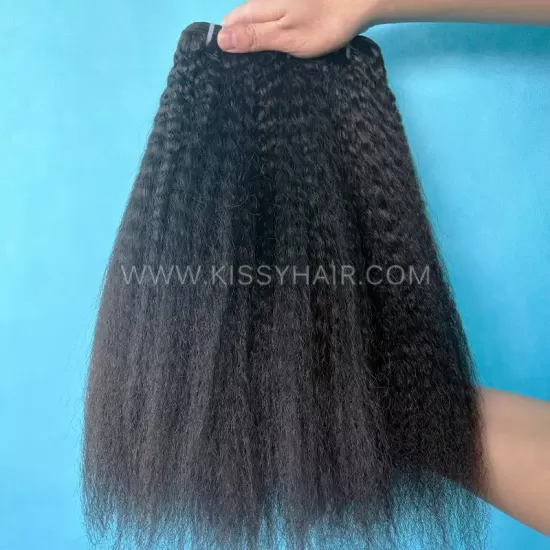 Raw Lao Hair Weave Bundle Kinky Straight