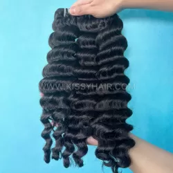 10A Extensions de cheveux laotiens bruts ondulés profonds décontractés