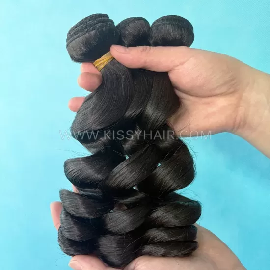 Extensions de cheveux laotiens bruts ondulés décontractés