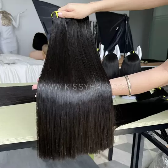 Raw Double Drawn Hair Weave Bundle Bone Straight