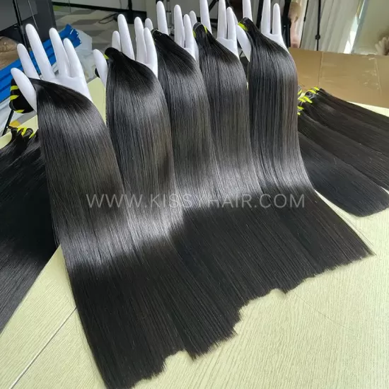 Raw Double Drawn Hair Weave Bundles Bone Straight