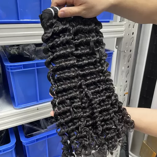 Pacote de trama de cabelo cru do Laos com ondas profundas