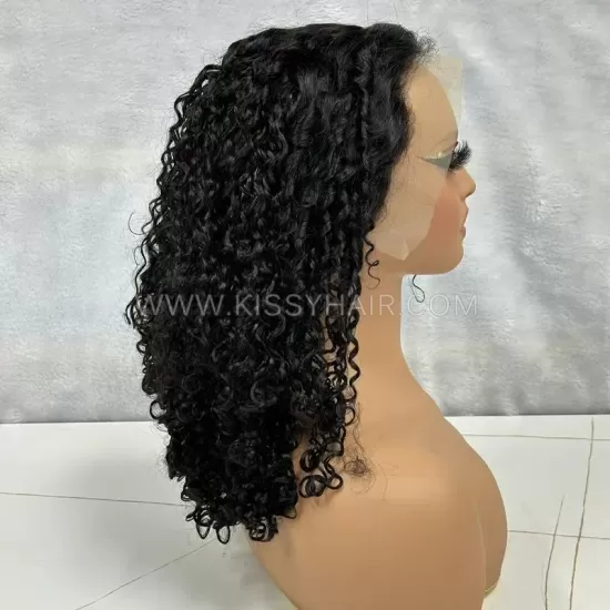 Peruca de Cabelo Humano Virgem Double Drawn 13x4 Cachos Pixie