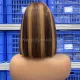 13x4 Raw Human Hair Blunt Cut Bob Wig Straight