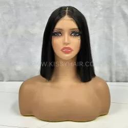 2x6 Raw Human Hair Double Drawn Blunt Cut Bob Wig Straight