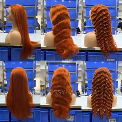 #350 Orange Color 13X4 Human Hair Wig