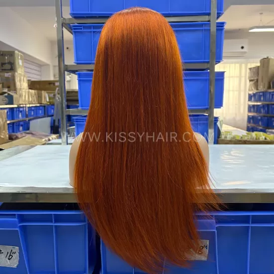 #350 Orange Color 13X4 Human Hair Wig