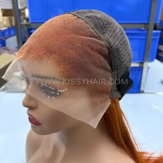 #350 Orange Color 13X4 Human Hair Wig