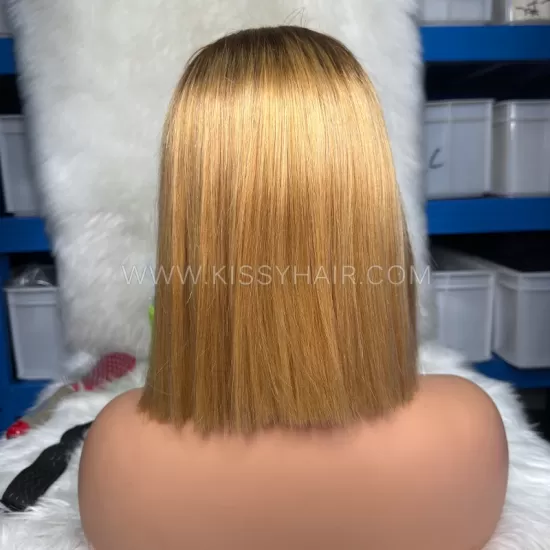 5x5 Raw Human Hair Double Drawn Blunt Cut Bob Wig Straight