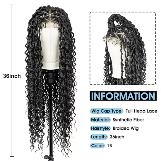 Full Lace Knotless Gypsy Locs With Water Wave Braid Wig 36”Wholesale