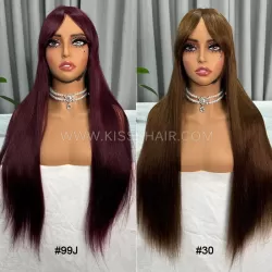 Colored Raw Human Hair Bang Wig