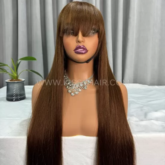 Colored Raw Human Hair Bang Wig