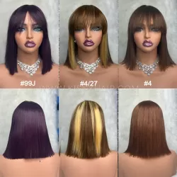 Raw Human Hair Bang Bob Wig