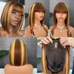 Raw Human Hair Bang Bob Wig